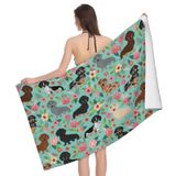 VOOHDDY Boston Terrier Köpek Vintage Çiçekli Plaj Havlusu Büyük Yumuşak Emici Mikrofiber Hızlı Kuruyan Büyük Boy Banyo Havluları Banyo Kadın Erkek Havuz Kamp Seyahat Yüzme Piknik Sporları için