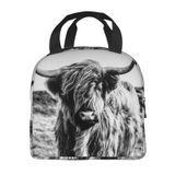 VOOHDDY Cool Highland İnek Yalıtımlı Öğle Yemeği Çantası Erkekler Kadınlar İçin Yeniden Kullanılabilir Öğle Yemeği Kutusu Konteyner Su Geçirmez Taşınabilir Soğutucu Termal Tote Çanta Çalışma Ofis