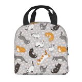 VOOHDDY Sevimli kedi yavrusu Kawaii yalıtımlı öğle yemeği çantası kadın erkek için yeniden kullanılabilir öğle yemeği kutusu konteyner su geçirmez taşınabilir soğutucu termal taşıma çantası iş ofis