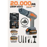 vooka 20.000 Pa Şarjlı Kablosuz El Süpürgesi & Hava Üfleme Cihazı – 100.000 Rpm Güçlü Motor, Araç Içi & Ev Kullanımı, Çok Başlıklı Taşınabilir Mini Vakum Temizleyici, 10.000 / 15.000 Mah Bataryalı Set - Gri