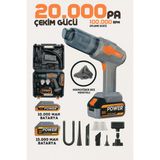 vooka 20.000PA Araç Içi Hava Üflemeli Vakum Süpürge | 90.000 Rpm Motor | LCD | Çift Batarya - 0,475 kg