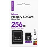 VOOKA 256 GB Micro SD Kart + SD Adaptör – Class 10 U1 Yüksek Kapasiteli Hafıza Kartı