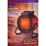 vooka 3000W Elektrikli Isıtıcı Fan – Güçlü Seramik Isıtıcı, Hızlı Isınma, 2 Kademeli Isı Ayarı, Taşınabilir Fanlı Isıtıcı, Ev Ofis Atölye Için Elektrikli Isıtıcı - 3000 W