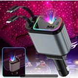 vooka 66W Hızlı Araç Şarj Cihazı Geri Çekilebilir Kablolu Type-C Lightning Usb-A Araç Içi Şarj Adaptörü 4in1 Çoklu Araç Şarjı Rgb Işıklı Çakmaklık Şarj Aleti Telefon Tablet Hızlı Şarj Car Charger - ACC1