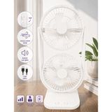 vooka 80° Ayarlanabilir Premium Çift Fanlı Mini Klima Etkili Sessiz Masaüstü Şarjlı Fan - Beyaz