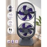 vooka 80° Ayarlanabilir Premium Çift Fanlı Mini Klima Etkili Sessiz Masaüstü Şarjlı Fan - Siyah