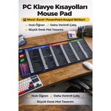 vooka 90X40 Ölçülerinde Ofis Verimliliğini Artıran Mouse Pad Word • Excel • Powerpoint Kısayolları - Siyah