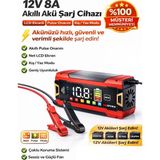 vooka Akıllı Akü Şarj Cihazı 12V 8A LCD Ekranlı Pulse Repair Otomatik Akü Şarj & Desülfatör