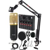 vooka BM800 V8 Plus Ses Kartlı Stüdyo Kayıt Youtuber Mikrofonu Seti - Siyah - Sarı
