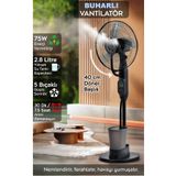 VOOKA Buzlu Vantilatör Buharlı Nemlendirici Fan | Zaman Ayarlı | 2.8 Litre | 75° Oda Soğutucu | Dijital