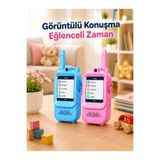 VOOKA Çocuklar İçin Video Walkie Talkie Görüntülü Konuşma Telsizi Uzun Menzilli Şarjlı Eğitici Oyuncak 2'li Set Mavi,Pembe