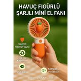 vooka Fan Soğutucu Meyve Figürlü Mini Vantilatör Klima Güçlü Serinletici Taşınabilir Şarjlı Masa Üstü Sessiz Standlı - Turuncu