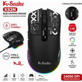 vooka Kablosuz Rgb Gaming Mouse 24000 Dpı Şarj Standlı Type-C Oyuncu Mouse - Siyah