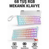 vooka Mini Rgb Gaming Mekanik Klavye 62 Tuş Red Switch USB Type-C Kablolu Kompakt Oyuncu Klavyesi Rgb Işıklı Gaming Klavye Laptop Pc Uyumlu Mini Mekanik Klavye Beyaz Gaming Keyboard - KS1N RED SWİTCH