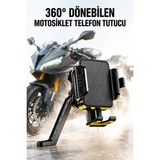 vooka Motosiklet Ayna Bağlantılı Telefon Tutucu 360° Döner 4.7-7.2 Inç Titreşim Önleyici Güvenli Kilitli