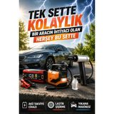vooka Premium 3’lü Araç Bakım ve Acil Durum Seti – Akü Şarj Cihazı, 150 Psı Lastik Şişirme Kompresörü ve Kablosuz Araç Yıkama Makinesi