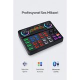 vooka Profesyonel Ses Mikseri Bluetooth 5.0 Usb-C Otg Yüksek Performanslı Canlı Yayın İçin - Siyah