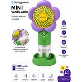 vooka Su Soğutmalı Mini Vantilatör | Type-C Şarjlı 3 Kademe Sessiz Püskürtmeli Masaüstü Fan - Mor
