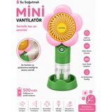 vooka Su Soğutmalı Mini Vantilatör | Type-C Şarjlı 3 Kademe Sessiz Püskürtmeli Masaüstü Fan - Pembe