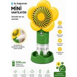 vooka Su Soğutmalı Mini Vantilatör | Type-C Şarjlı 3 Kademe Sessiz Püskürtmeli Masaüstü Fan - Sarı