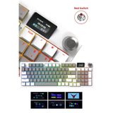 VOOKA TAARUZ KC1 RGB Kablosuz Mekanik Red Switch Oyuncu Klavyesi LCD Ekranlı Bluetooth 5.0+2.4G USB+Type-C Kablolu Bağlantı | Oyuncu Setup Klavyesi