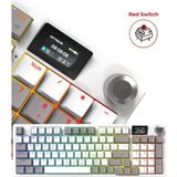 vooka Taaruz Kc1 Rgb Kablosuz Mekanik Red Switch Oyuncu Klavyesi LCD Ekranlı Bluetooth 5.0+2.4g Usb+Type-C Kablolu Bağlantı - Star White