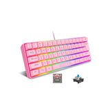 VOOKA Trol Blue Switch Mini Rgb Oyun Klavyesi Gaming 62 Tuşlu 18 Rgb Led Usb Tip-c Kablosu Pembe Uyumlu
