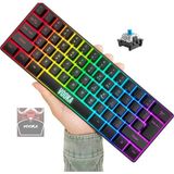 vooka Trol Red Switch Mini Rgb Oyun Klavyesi Gaming Mekanik 62 Tuşlu 18 Rgb LED USB Type-C Kablo - BLUE SWİTCH - Siyah