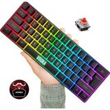 vooka Trol Red Switch Mini Rgb Oyun Klavyesi Gaming Mekanik 62 Tuşlu 18 Rgb LED USB Type-C Kablo - RED SWİTCH - Siyah
