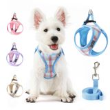 voopet Küçük Köpek Koşum Takımı ve Tasma Seti Hafif Evcil Hayvan Yavrusu Kedi Rahat Yastıklı Yumuşak Örgü Yelek Köpek Koşumuna Adım Atma Yok Çekme Yok Yansıtıcı Küçük Ekose Köpek Koşum, Mavi S