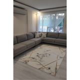 VOPTEKS Beyaz Gold Halı Salon Halısı Makinede Yıkanabilir Halı Kaymaz Taban Halı