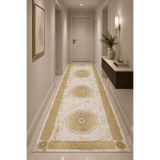 VOPTEKS Beyaz Gold Halı Yolluk Makinede Yıkanabilir Halı Kaymaz Taban Halı