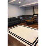 VOPTEKS Beyaz Siyah Halı Salon Halısı Makinede Yıkanabilir Halı Kaymaz Taban Halı