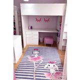VOPTEKS Pembe Gri Çocuk Halısı Makinede yıkanabilir Kaymaz Taban Halı Kız Çocuk Odası Halısı