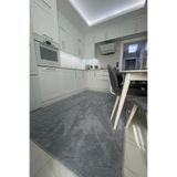 VOPTEKS Taş Desen Gri Peluş Mutfak Halısı Kaymaz Taban Makinede Yıkanabilir Peluş Halı