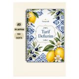 VORACRAFT Limon Temalı Yemek Tarif Defteri, 50 Yaprak /100 Sayfa, A5 / Tel Spiral TRF0012