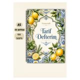 VORACRAFT Limon Temalı Yemek Tarif Defteri, 50 Yaprak /100 Sayfa, A5 / Tel Spiral TRF0017
