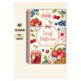 VORACRAFT Yaz Meyvesi Temalı Yemek Tarif Defteri, 50 Yaprak /100 Sayfa, A5 / Tel Spiral TRF0015