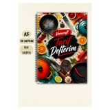 VORACRAFT Yemek Tarif Defteri, 50 Yaprak /100 Sayfa, A5 / Tel Spiral TRF0006