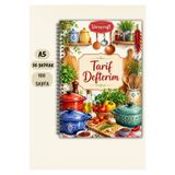 VORACRAFT Yemek Tarif Defteri, 50 Yaprak /100 Sayfa, A5 / Tel Spiral TRF0010