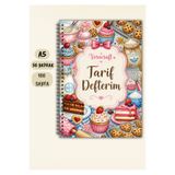 VORACRAFT Yemek Tarif Defteri, 50 Yaprak /100 Sayfa, A5 / Tel Spiral TRF0013