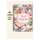VORACRAFT Yemek Tarif Defteri, 50 Yaprak /100 Sayfa, A5 / Tel Spiral TRF0019