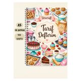 VORACRAFT Yemek Tarif Defteri, 50 Yaprak /100 Sayfa, A5 / Tel Spiral TRF0032