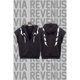 Vordevia Jujutsu Kaisen Sukuna Dövme Baskılı Kolsuz Fermuarlı Kapüşonlu Sweatshirt Geniş Kalıp 3 İplik Şardonlu Spor Yelek