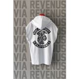 Vordevia Sons Of Anarchy / Motorcu Ön ve Arka Baskılı Sıfır Kollu Kapüşonlu %100 Pamuk Spor Tshirt