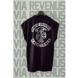 Vordevia Sons Of Anarchy Sırt Baskılı Oversize Geniş Kalıp Sıfır Kollu Siyah Tişört