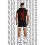 Vordevia UFC Baskılı Kapüşonlu Kolsuz Spor Tişört ve Biyeli Spor Şort Takımı Gym & Fitness Kombini