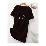 vorena Büyük Beden Kadın Oversize Rahat Günlük Yazlık Kısa Kollu Bisiklet Yaka T-shirt Elbise Gecelik