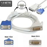 Vorex 1.8 Mt. Dvı-I To VGA Kablosu (Ferrit Çekirdekli) Analog Görüntü Pc Monitör Tv Uyumlu - 1,8 m - Gri