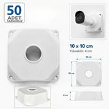 Vorex 50 Adet 10X10 Cm Tabansız Kamera Buatı Beyaz Montaj Kutusu Bullet Dome Ip Uyumlu
